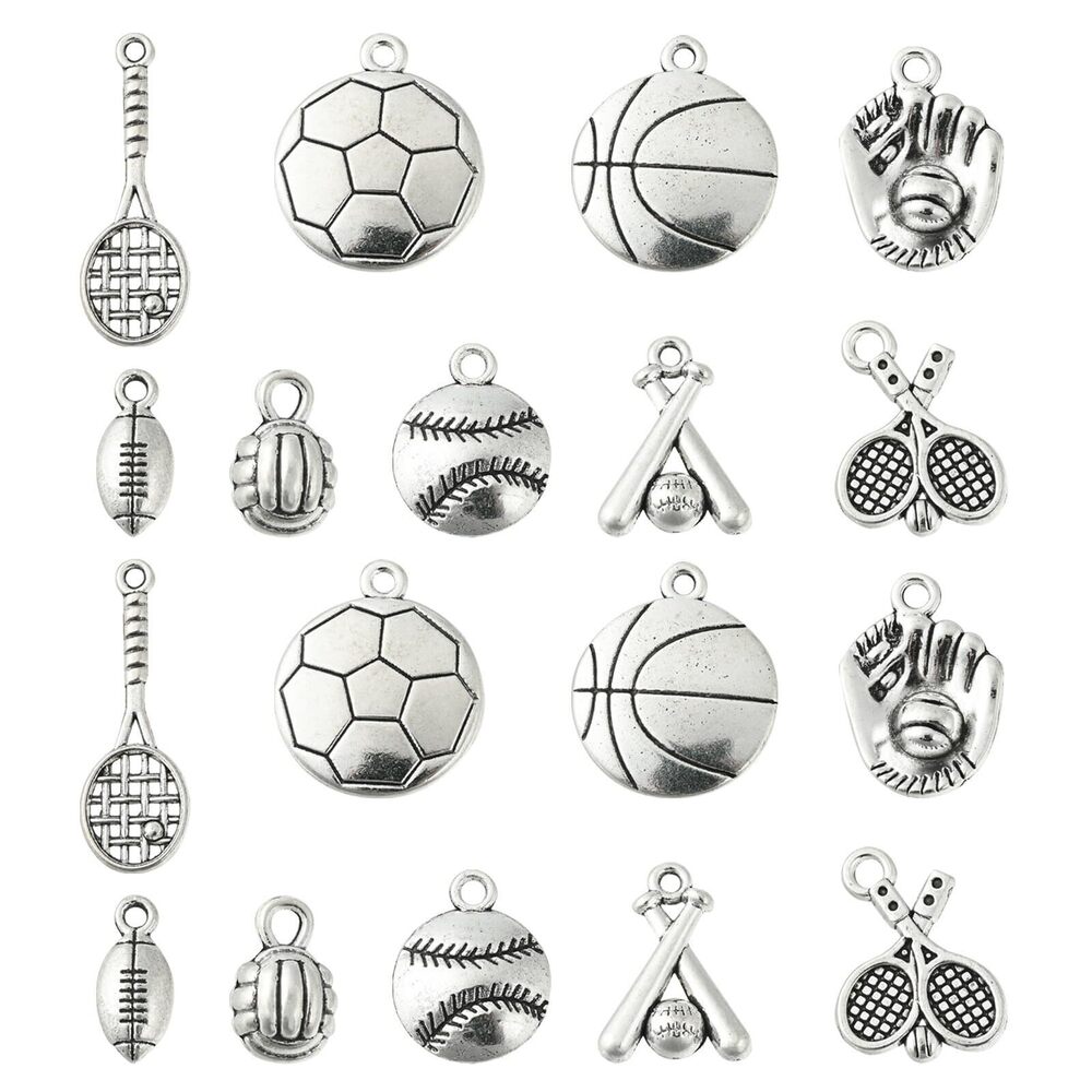 4001 100pcs Ball Game Sports Charms Basketball Football Volleyball Baseball